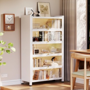 钢制家用玻璃门书柜防尘儿童书架客厅卧室多层储物柜铁柜