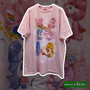 Story Carrie  夏季圆领爱心小熊Care Bears宽松情侣日常短袖T恤