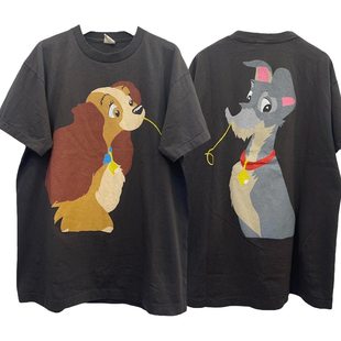 Story Carrie  小姐与流浪汉Lady and the Tramp情侣重磅短袖T恤