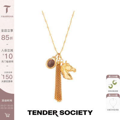 小马镶石流苏长项链时髦生日礼物