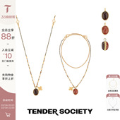 多戴项链 Luck护身符系列双面石金色四叶草一款 Tender Society