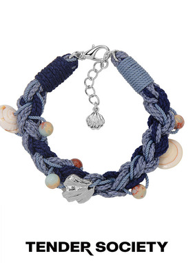 度假系列蓝色贝壳编织手环