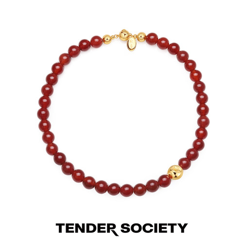 Tender SocietyTensi系列红玛瑙凹陷金球项链原创设计精致锁骨链