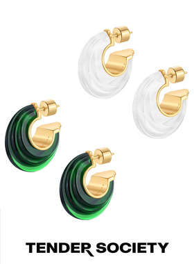 Tender Society Lempicka系列层叠琉璃耳圈原创耳饰女高级感