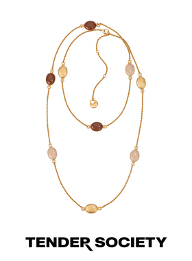 护身符系列八字纹拼色珐琅长项链