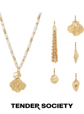 贝壳海螺流苏串珠项链复古长项链