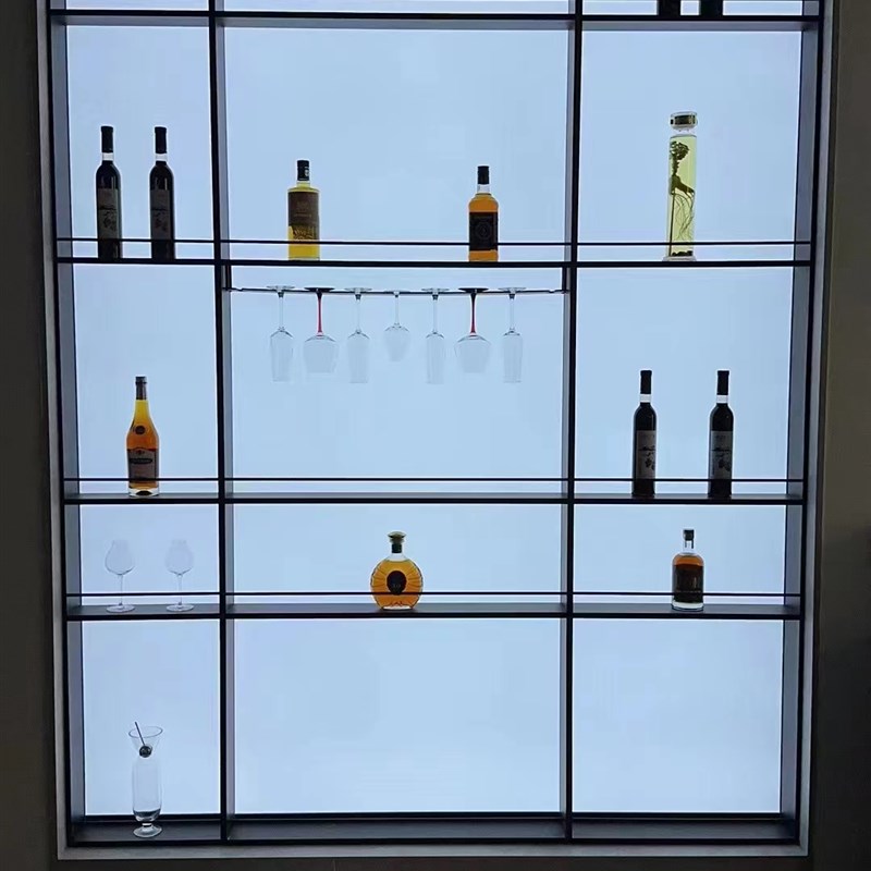 背板发光铝合金带灯厨房发光置物架台面落地调P料架悬浮金属收纳