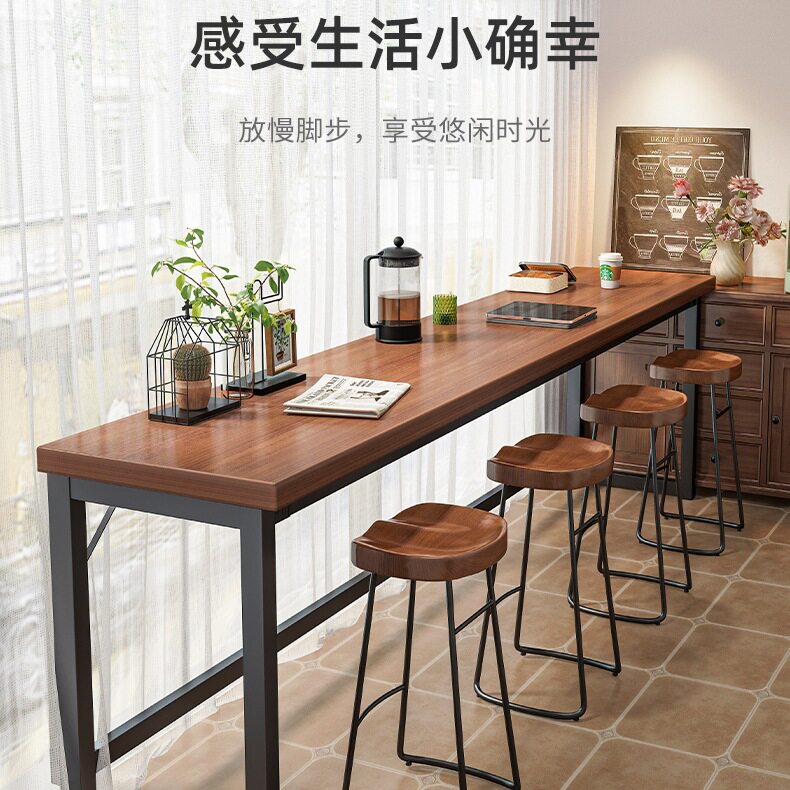 靠墙吧台桌长条桌家用阳台吧台桌靠窗一体式客厅吧台桌茶水间高脚