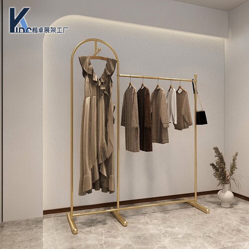 女服装店金色展示架落地式服装架多功能一体耐用中岛架陈列架衣架