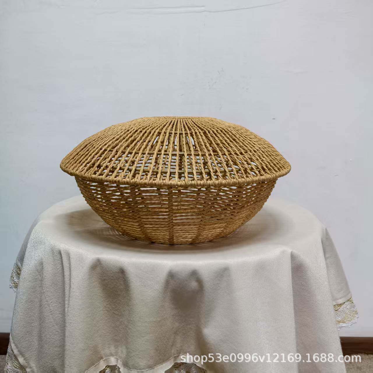 手工编织纸绳吊灯罩,复古鸟巢造型适用于客厅餐吧咖啡馆农舍卧室