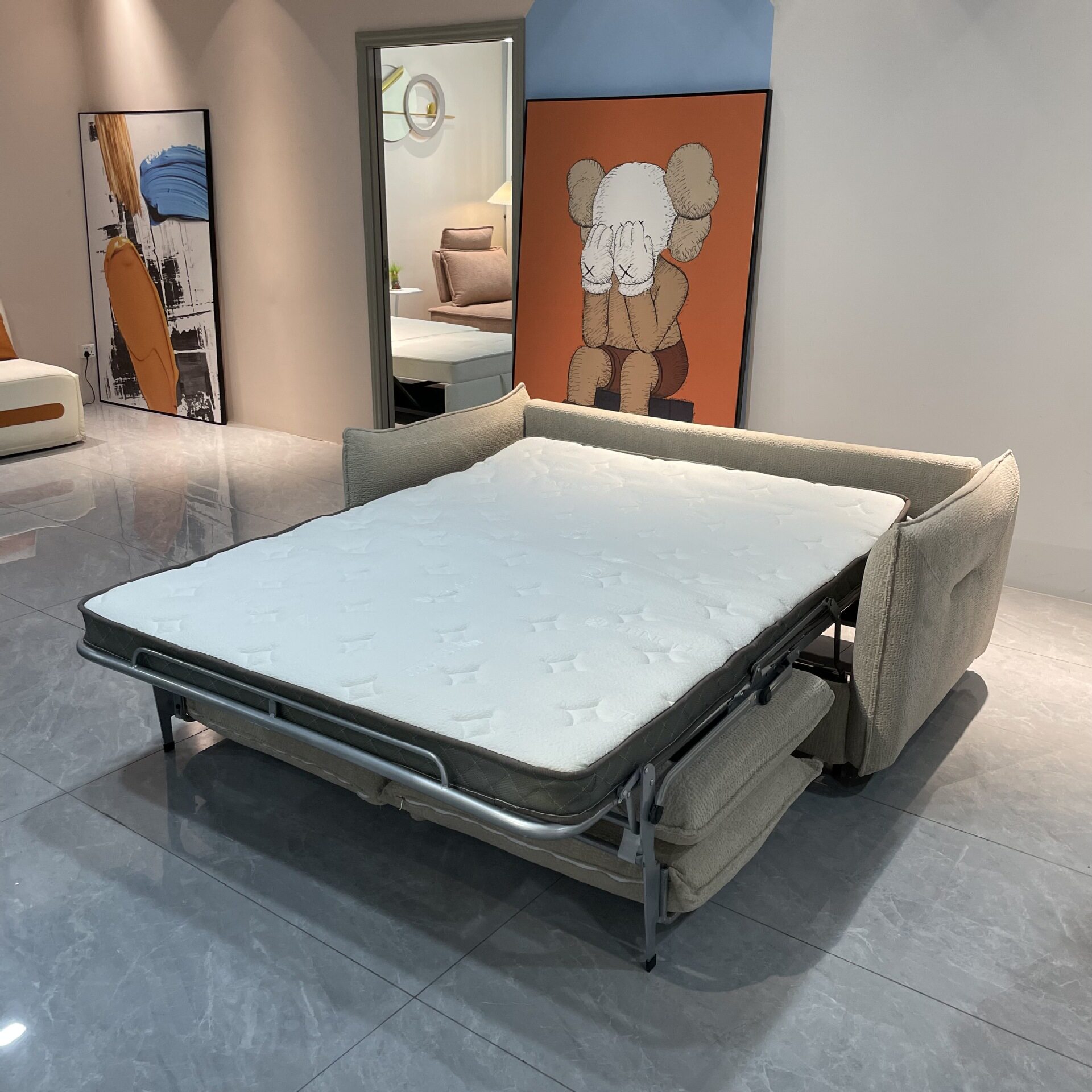 酒店公寓沙发床带床垫两用可折叠多功能翻转型铁架沙发床厂家订置