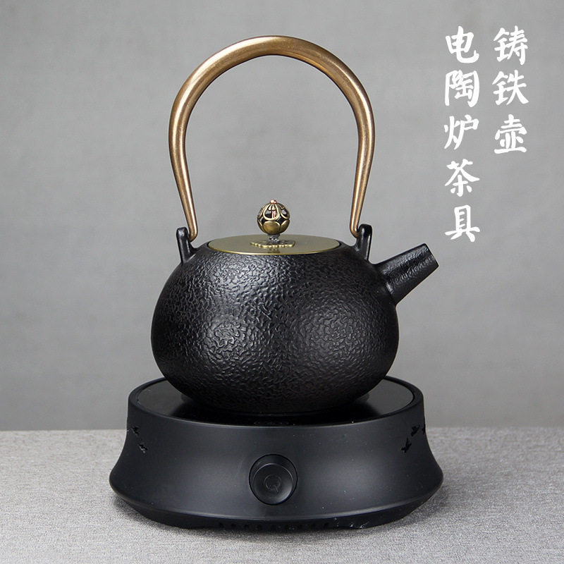 经典简约素雅铁艺茶壶铸铁壶电陶炉煮茶器家用烧水养生茶具套装