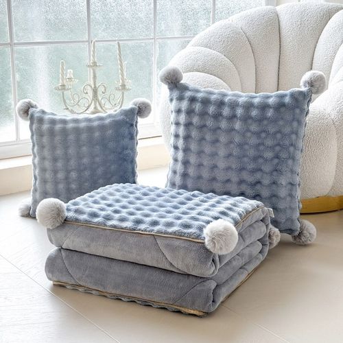 兔毛绒 抱枕被子两用二合一车用午睡枕头被2024新款车载折叠靠枕