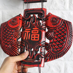 墙壁鱼挂件中式客厅墙面玄关电视背景墙上装饰品壁饰五福临门墙饰