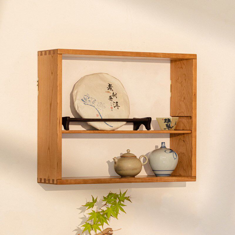 实木多宝阁挂墙格子架茶杯茶具展示架收纳置物架新中式桌面博古架
