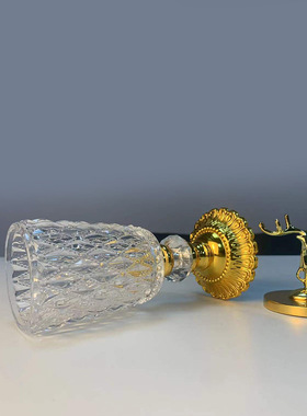 北欧水晶玻璃储物罐带盖欧式金色茶几托盘站鹿糖果罐家居收纳摆件