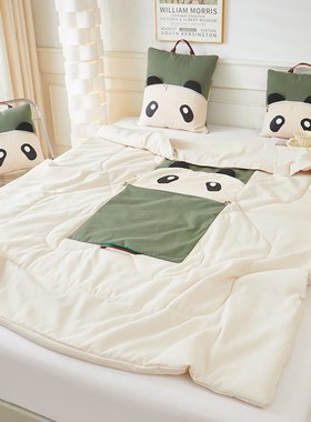 帆布款抱枕被子两用二合一夏季午睡毯子枕头车用空调被车载夏凉被