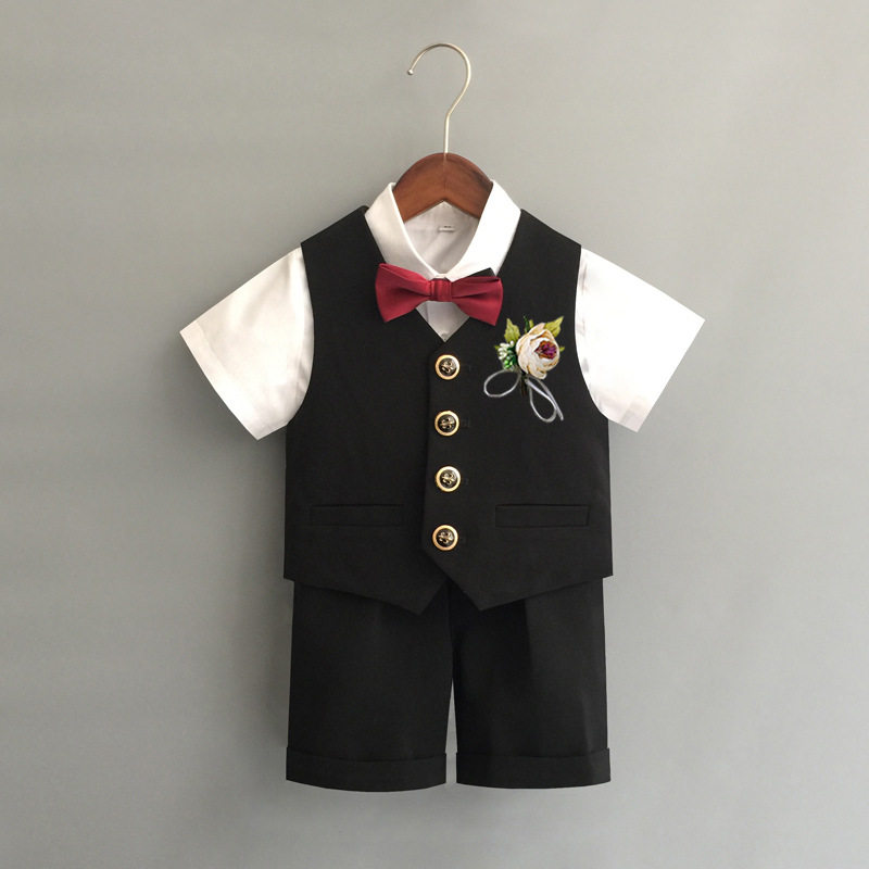 儿童马甲套装男童西装夏季花童婚礼服宝宝周岁生日小童西服演出服