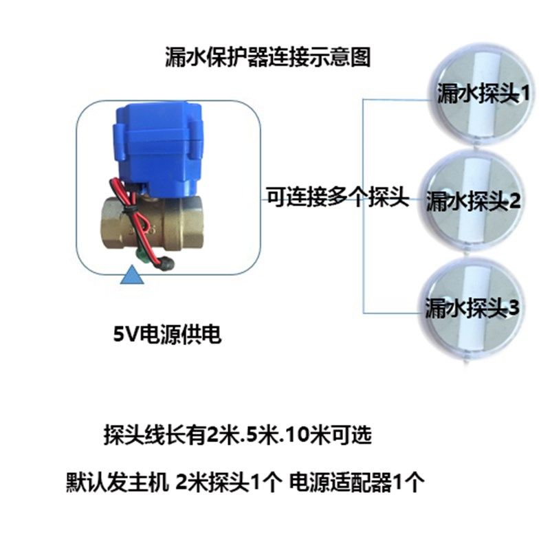 漏水保护器家用得盾水浸防漏水净水器厨房用 电源可多配探头包邮