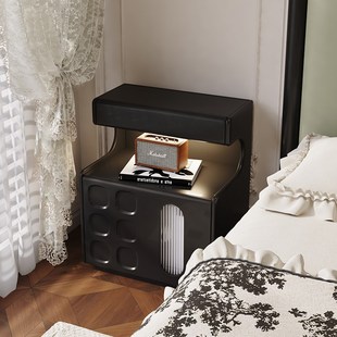 一体床头柜带保险箱法式复古黑色2025新款主卧实木家用防盗保险柜