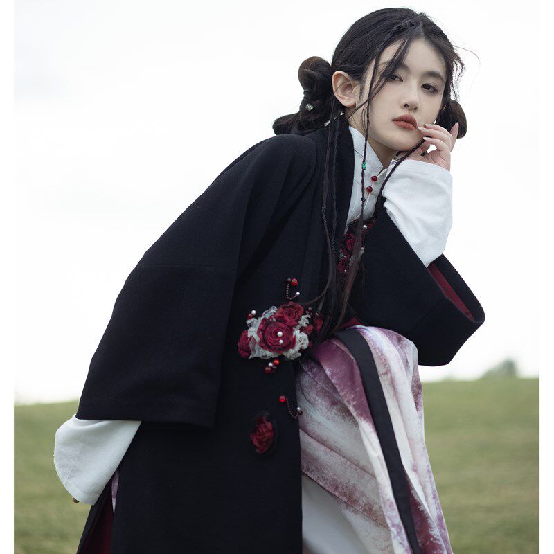 风野国风 布偶玫瑰 明制汉服女马面裙改良外套春秋冬款日常汉元素