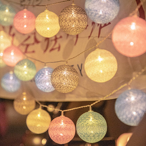 夜市摆摊灯棉线球灯串地摊神器氛围灯LED彩灯汽车后备箱装饰灯USB