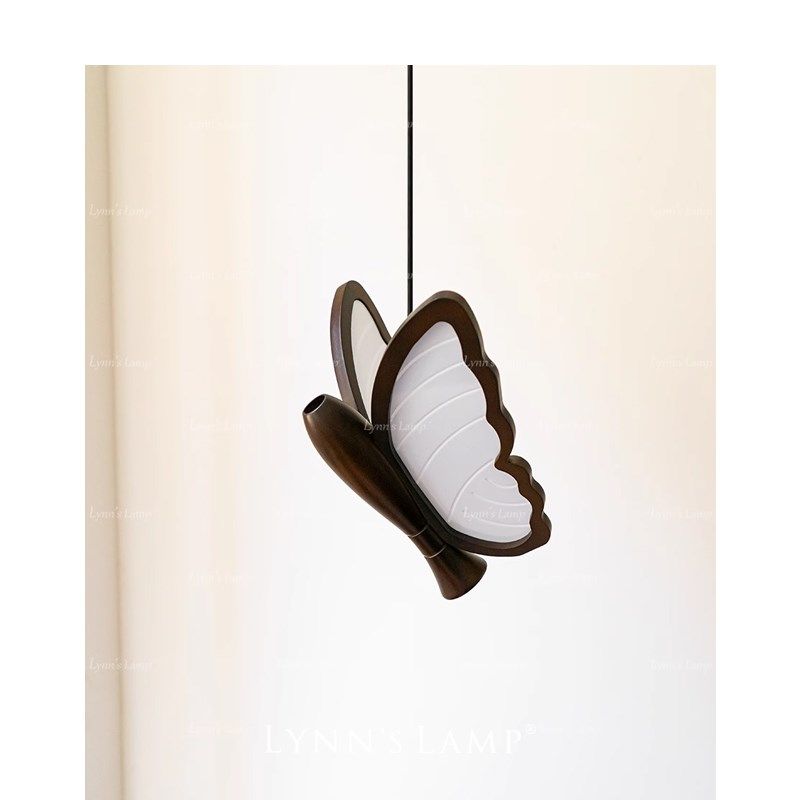 Lynns立意 胡桃木色蝴蝶床头吊灯 插花氛围感装饰卧室沙发边中古,家装灯饰光源,床头/玄关/吧台/过道吊灯,淘宝优惠券,粉丝福利购,淘宝优惠卷