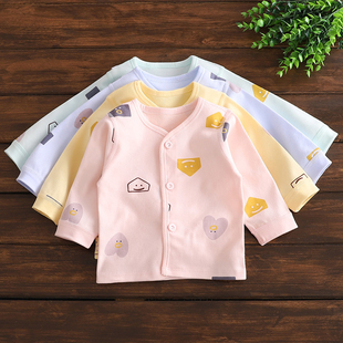 初生婴儿衣服3个月男女宝宝纯棉单件上衣6春秋季夏装长袖开衫打底