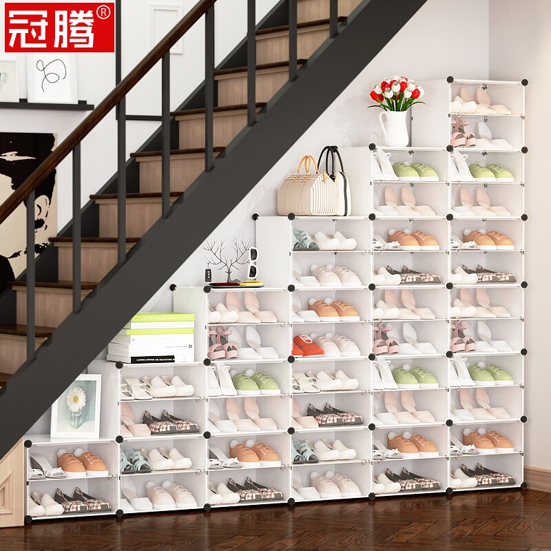 楼梯鞋架防尘阶梯式家用多功能梯形多层门口楼道鞋架子组装收纳柜