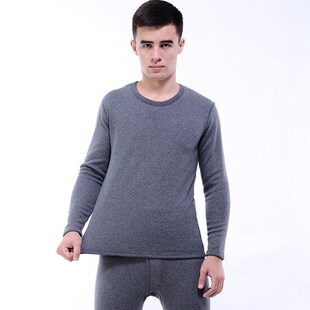 女士保暖内衣男加厚加绒套装男士冬季纯棉圆领大码简约修身中老年