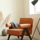 昌迪加尔侘寂风沙发椅休闲皮艺布艺沙发椅单人复古实木洽谈沙发椅
