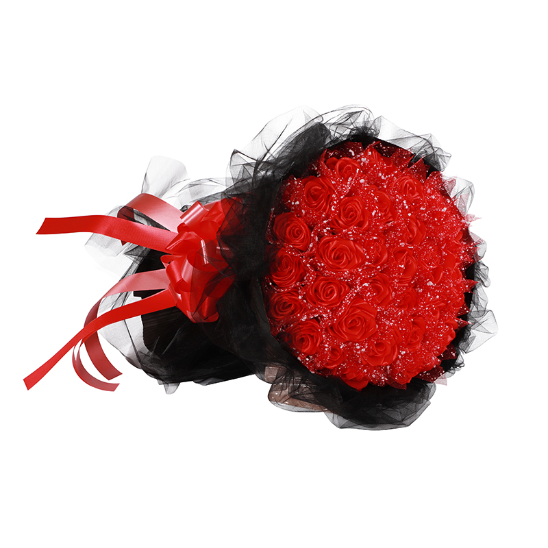 自制手工丝带玫瑰花束diy材料包永生花蓝色妖姬生日婚礼创意礼物