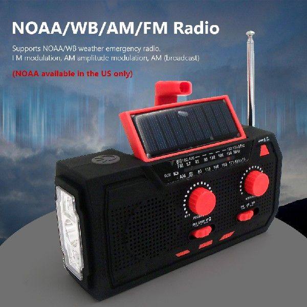 AM/FM/WB Emergency Radio 2000mAh Battery Solar Emergency