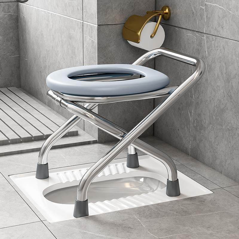 不锈钢摺叠坐便椅孕妇老人坐便器家用大便椅厕所凳蹲厕神器改坐便