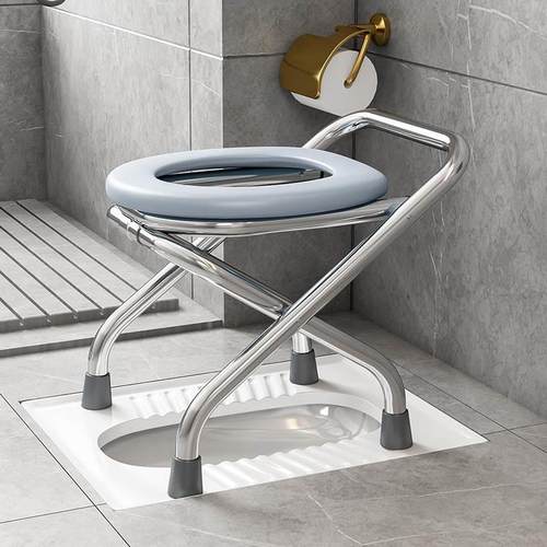 不锈钢摺叠坐便椅孕妇老人坐便器家用大便椅厕所凳蹲厕神器改坐便