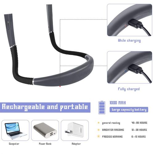 夜读书灯充电三色看书阅读灯户外折叠双头挂颈灯