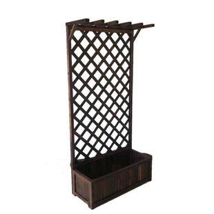 花墙架网格室内护栏隔断碳化防腐木栅栏背景墙装饰室外院子种花箱