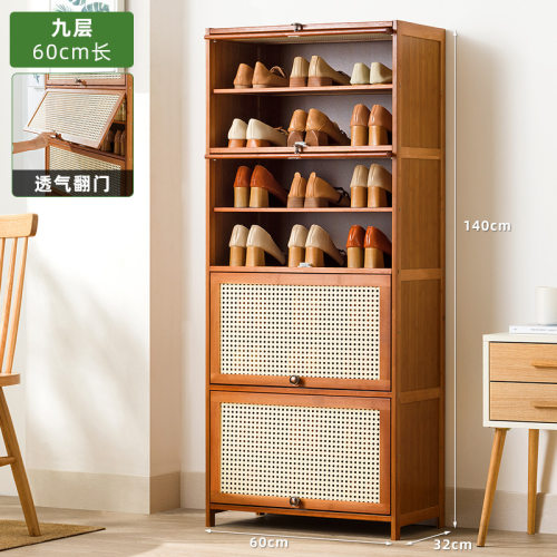 极速竹制家用放门口外面的鞋柜楠竹收纳柜靠墙窄高立式窄款门口鞋