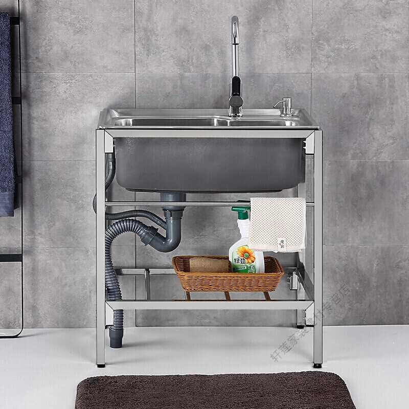 简易水池家用架子水槽带支架厨房不锈钢单M槽双槽洗手洗菜盆洗碗