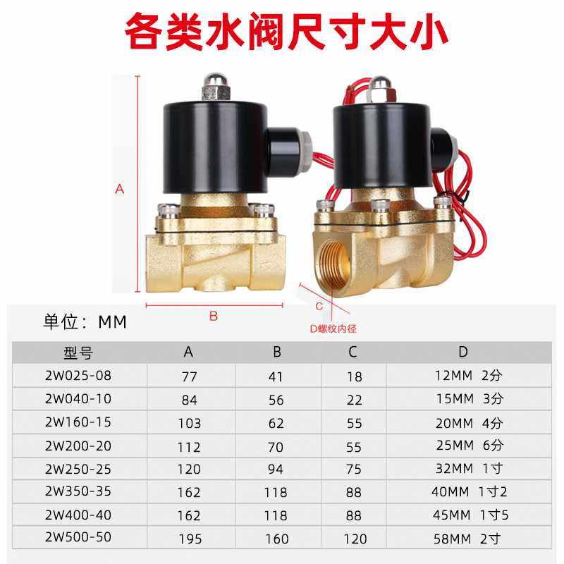纯铜线圈常闭电磁阀水阀AC220V气阀24V 电子阀4分控制阀水开关12V