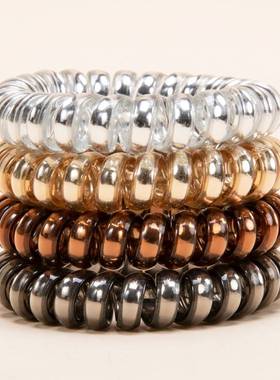 4Pcsset Telephone Wire Hair Ties Women Girls Solid Color El