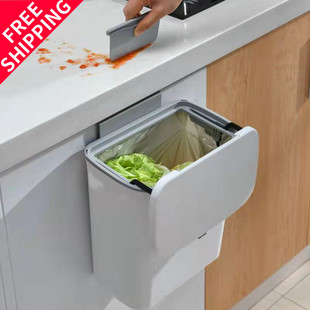 desk trash can Kitchen waste bathroom hanging bin cabinet