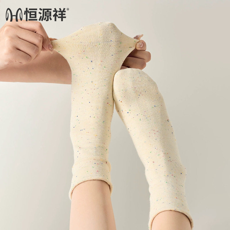 恒源祥月子袜中筒袜胖脚不勒脚袜女大码宽口棉女袜四季袜38-41码