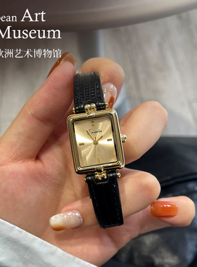 欧洲艺术博物馆Eavanlin落日熔金手表女防水方形百元生日女生礼物
