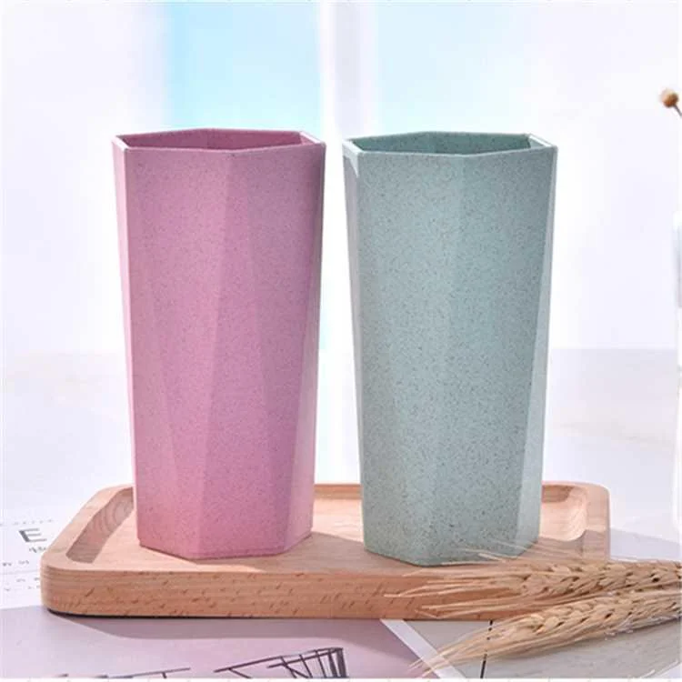 加厚小麦秸秆菱形杯子刷牙杯漱家用口杯情侣牙刷杯麦香洗新品