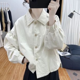 上衣新款 复古显瘦秋季 外套女宽松休闲减龄大码 港风衬衫 夹克 短款