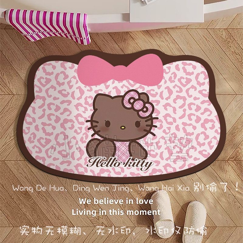 卡通kitty凯蒂硅藻泥地垫吸水防滑浴室厕所淋浴间门口脚垫保护垫