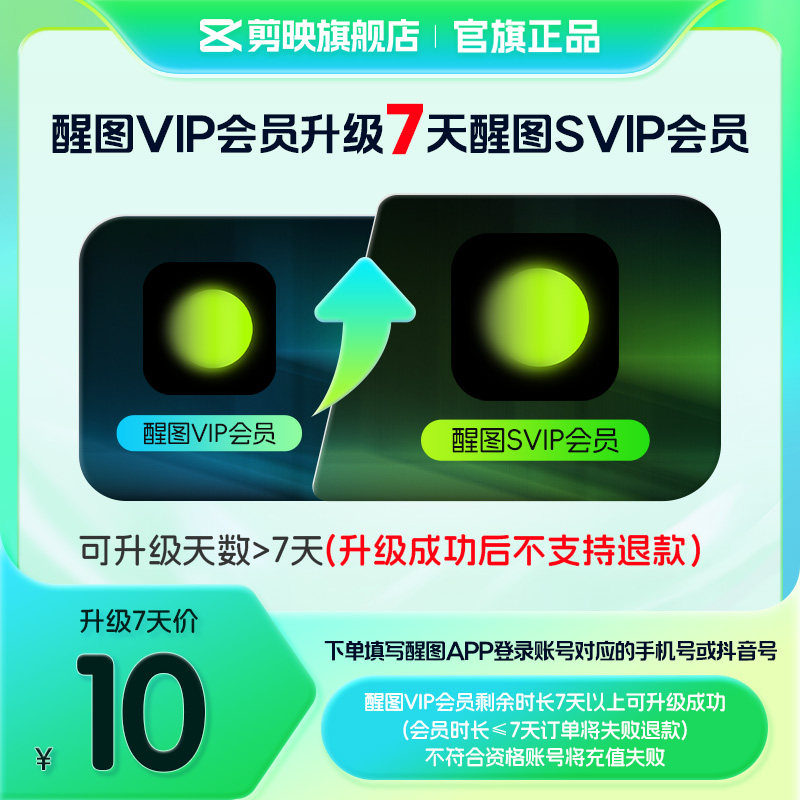 【醒图升级】醒图VIP会员升级SVIP会员7天 升级时长享SVIP权益图片