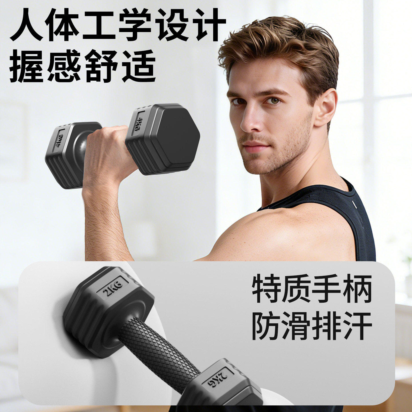 哑铃健身家用男女通用2kg3公斤4kg5公斤一对杠铃青少年宿舍小哑铃