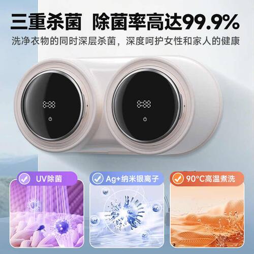 双桶内衣洗衣机壁挂洗烘脱一体全自动迷你小型专用洗袜子神器除菌
